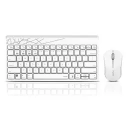 Produktbild: Rapoo 8000M kabelloses Tastatur-Maus Set Wireless Deskset 1300 DPI Sensor 12 Monate Batterielaufzeit kompakt DE-Layout QWERTZ PC & Mac - weiß