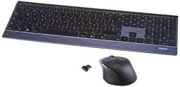 Produktbild: Rapoo 9500M kabelloses Tastatur-Maus Set Wireless Deskset 1600 DPI Sensor 12 Monate Batterielaufzeit flaches Aluminium Design DE-Layout QWERTZ PC & Mac - schwarz