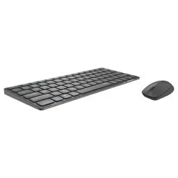Produktbild: Rapoo 9600M kabelloses Tastatur-Maus Set Wireless Deskset 1300 DPI Sensor wiederaufladbarer Akku flaches Aluminium Design DE-Layout QWERTZ PC & Mac - dark grey