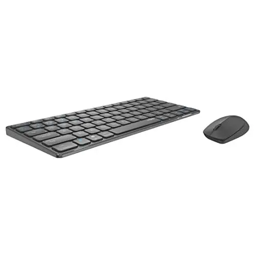 Produktbild: Rapoo 9600M kabelloses Tastatur-Maus Set Wireless Deskset 1300 DPI Sensor wiederaufladbarer Akku flaches Aluminium Design DE-Layout QWERTZ PC & Mac - dark grey