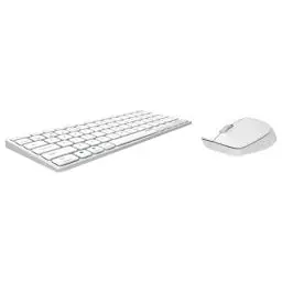 Produktbild: Rapoo 9600M kabelloses Tastatur-Maus Set Wireless Deskset 1300 DPI Sensor wiederaufladbarer Akku flaches Aluminium Design DE-Layout QWERTZ PC & Mac - weiß