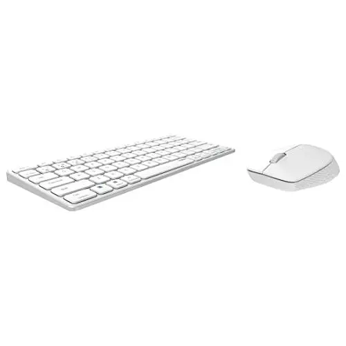 Produktbild: Rapoo 9600M kabelloses Tastatur-Maus Set Wireless Deskset 1300 DPI Sensor wiederaufladbarer Akku flaches Aluminium Design DE-Layout QWERTZ PC & Mac - weiß