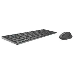 Produktbild: Rapoo 9700M kabelloses Tastatur-Maus Set Wireless Deskset 1600 DPI Sensor wiederaufladbarer Akku flaches Aluminium Design DE-Layout QWERTZ PC & Mac - dark grey