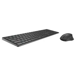 Produktbild: Rapoo 9800M kabelloses Tastatur-Maus Set Wireless Deskset 1600 DPI Sensor wiederaufladbarer Akku flaches Aluminium Design DE-Layout QWERTZ PC & Mac - dark grey