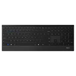 Produktbild: Rapoo E9500M kabellose Tastatur wireless Keyboard flaches Aluminium Design 12 Monate Batterielaufzeit DE-Layout QWERTZ PC & Mac - schwarz