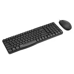 Produktbild: Rapoo NX1820 kabelgebundenes Tastatur-Maus Set Deskset 1600 DPI Sensor einfache Installation ergonomisch für Links- und Rechtshänder DE-Layout QWERTZ PC & Mac - schwarz