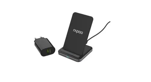 Produktbild: Rapoo XC220 kabelloses Induktionsladegerät für Smartphone, Ladegerät für iOS und Android (z.B. iPhone, Samsung), flach, Qi-Laden, Schnellladen, schwarz