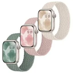 Produktbild: Raradev 3 Stück Geflochten Armband Kompatibel mit Apple Watch Armband 42mm 41mm 40mm 38mm, Elastisch Nylon Band Solo Loop Sport Armbänder für iWatch Series 10 9 8 7 6 5 4 3 2 1 SE, S 132mm