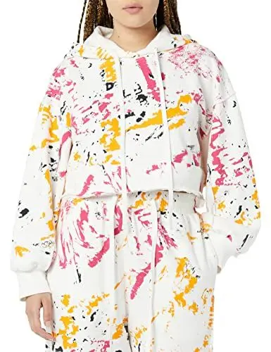 Produktbild: rare/self Kapuzenpullover für alle Geschlechter, Ungesäumt Boxy-Schnitt Frottee-Strick, Abstrakter Aufdruck in Fuchsie, Größe 2