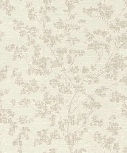 Produktbild: Rasch Tapete 653847 - Beige Vliestapete mit Blumen auf Leinenoptik, Blumentapete aus der Kollektion Welcome Home