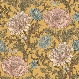 Produktbild: Rasch Tapeten 553147 - Bunte Vliestapete aus der Kollektion Salisbury mit Blüten Motiv in unterschiedlichen Farben auf Gelbem Hintergrund mit leichter Struktur – 10,05m x 53cm (L x B)