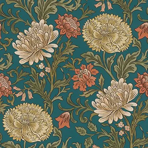 Produktbild: Rasch Tapeten 553154 - Bunte Vliestapete aus der Kollektion Salisbury mit Blüten Motiv in unterschiedlichen Farben auf dunkel-blauem Hintergrund mit leichter Struktur – 10,05m x 53cm (L x B)