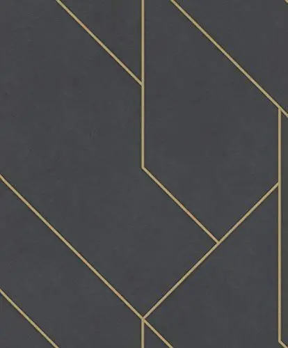 Produktbild: Rasch Tapeten Vliestapete (Industrial) Schwarz goldene 10,05 m x 0,53 m Brick Lane 427431