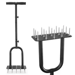 Produktbild: Rasenbelüfter mit 15 Stahlnägeln, Rasenlüfter, Aerifizierer für Rasen, Vertikutierer T-Griff, Aerifizierer Rasen Belüften mit 5.6cm massiven Stahlspikes für Rasenpflege
