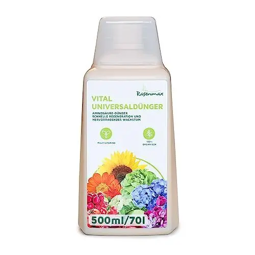 Produktbild: Rasenmax Dünger Zimmerpflanzen Bio Vital - Bio Dünger Zimmerpflanzen, Pflanzendünger Zimmerpflanzen, Grünpflanzendünger,Flüssigdünger, Palmendünger, Blumendünger, flüssig 0,5 l Konzentrat