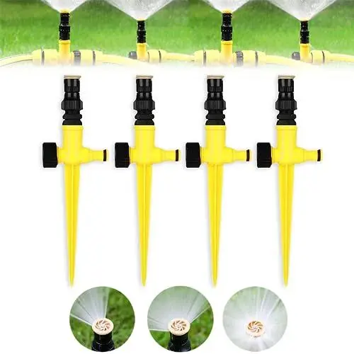Produktbild: 4 Stück Rasensprenger 360° Garten Rasensprenger Drehbarer Gartensprenger Garten Sprinkler Wassersprenger Einstellbar Automatische Bewässerungssystem Ideal für DIY Gartenarbeit