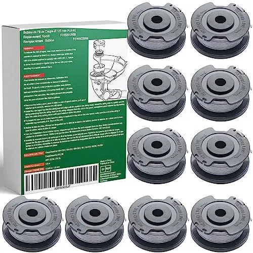 Produktbild: Rasentrimmer Spule für Bosch Rasentrimmer - 10 Stück Trimmer Spule F016800569 Kompatibel Mit Bosch Akku Rasentrimmer EasyGrassCut - Fadenspule Ø 1,6 mm x 4,8 M (10 Ersatzspulen + 1 Kappe)