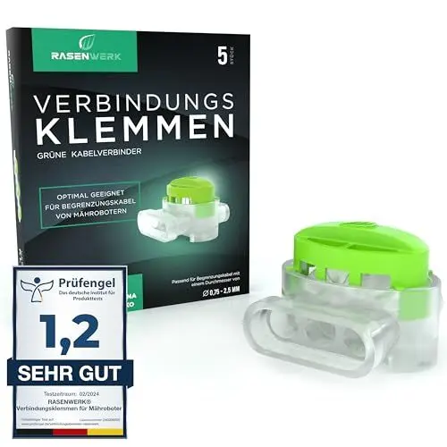 Produktbild: RASENWERK® - Kabelverbinder für Mähroboter Begrenzungskabel - Verbindungsklemmen mit wasserdichter Gelfüllung - Kompatibel mit Markenherstellern wie Gardena, Husqvarna, Worx, Bosch - 5 Stück