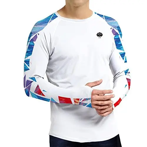 Produktbild: Schwimmshirt Herren Badeshirt Surfshirts Rashguard UV Schutzkleidung Shirt Men UPF 50+ Weiß XL