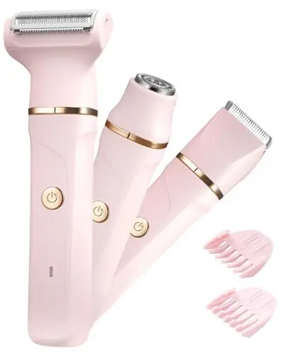 Produktbild: Rasierer Damen,3-In-1 Intimrasierer für Frauen,Gesichtshaarentferner für Frauen,Damenrasierer Elektrisch für Beine, Arme, Achseln und Bikinizone,Wiederaufladbarer Ipx7 Wasserdicht Trimmer Damen, Rosa