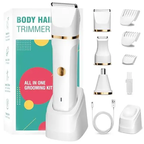 Produktbild: Rasierer Damen, 3-in-1 Damenrasierer Elektrisch für Körper, Scham und Nase, Intimrasierer für Frauen IPX7 was serdicht, Nass- und Trockengebrauch, Wiederaufladbarer Trimmer Damen mit USB-Ladestati