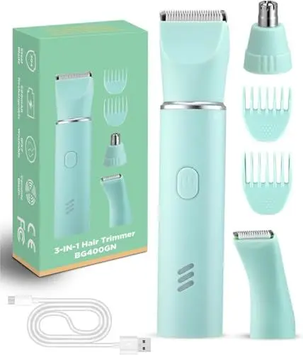Produktbild: Rasierer Damen Elektrischer, Intimrasierer für Frauen, Rasierer Damen Intimbereich, Damenrasierer Elektrisch, Trimmer Damen, Aufladbar, Wasserdicht für nass und trocken, Grün