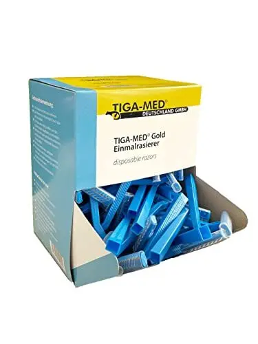 Produktbild: Rasierer Einmal Tiga Gold einschneidig blau 100 Stück Einwegrasierer Einmalrasierer