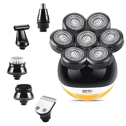 Produktbild: Rasierer Herren Elektrisch Glatzen Kopfrasierer: 6 In 1 Bart Rasierer 7D Rotierend Wasserdicht Haarschneider Tragbar Wiederaufladbar Schnurlos Nass Und Trocken Trimmer Kit