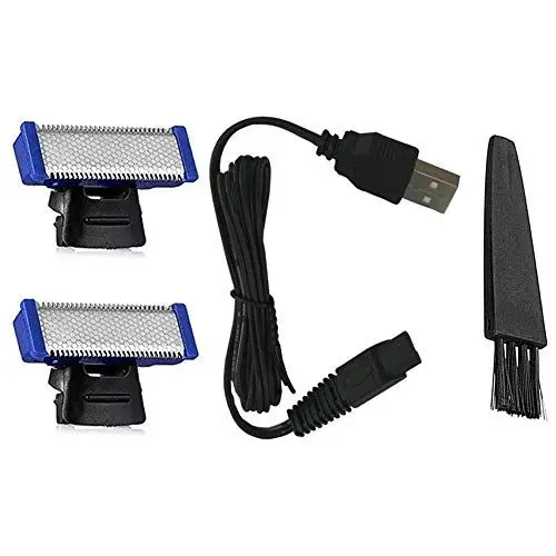 Produktbild: Rasierkopf Ersatz-Ladegerät und Bürste für elektrischen Solo-Rasierer Reinigung Bursh USB-Datenkabel Power Trimmer Solo Head Micro Touches Ersatzladeleitung (2Rasierkopf & Kabel & Pinsel)