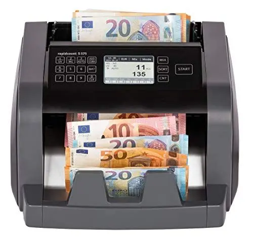 Produktbild: ratiotec rapidcount S 575 Banknotenzählmaschine für gemischte Banknoten mit Wertermittlung in schwarz