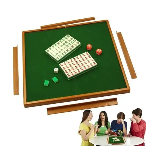 Produktbild: RATSTONE Mahjong，Mahjong Mahjong Set，Reise-Mahjong-Set mit klappbarem Mahjong-Tisch Tragbares lässiges Mahjong-Spiel-Set Langlebige Tischspiele für den Außenbereich Event Party Ausstattung