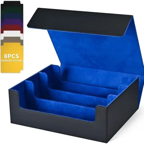 Produktbild: RATSTONE Sammelkarten Box,Deck Box,Magic Karten Box,Trading Card Organizer, fasst 1800+ Karten ohne Taschen mit 8 Unterteilungen, magnetisches Kartenetui zur Kartenaufbewahrung