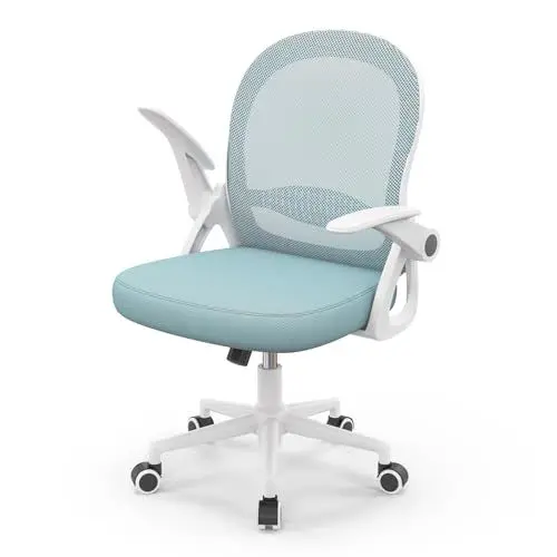 Produktbild: rattantree Ergonomischer Bürostuhl, Schreibtischstuhl mit Atmungsaktiver Rückenlehne, Höhenverstellbarer, Netzstuhl mit Hochklappbaren Armlehnen, Computerstuhl, 360° Drehstuhl für Büro, Zuhause, Blau