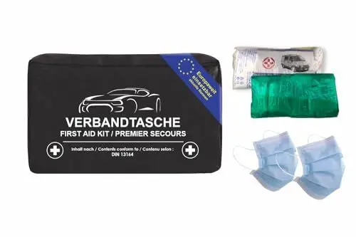 Produktbild: RAU KFZ-Verbandtasche schwarz - Inhalt: Erste Hilfe-Set nach DIN 13164 aktueller Stand - zertifiziert - für PKW- Motorrad- In- und Ausland
