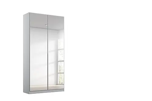 Produktbild: Rauch Möbel Alabama Drehtürenschrank Schrank Kleiderschrank Grau mit Spiegel, 2-türig, Inklusive Zubehörpaket Basic, 1 Kleiderstange, 1 Einlegeboden, BxHxT 91x210x54 cm