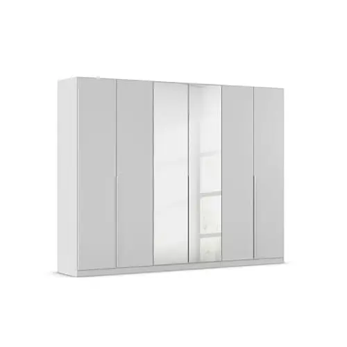 Produktbild: Rauch Möbel Alabama Drehtürenschrank Schrank Kleiderschrank Seidengrau mit Spiegel, 6-türig, Inklusive Zubehörpaket Premium, 3 Kleiderstangen, 6 Einlegeböden, 3 Schubkästen, BxHxT 271x210x54 cm