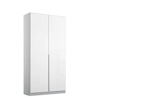 Produktbild: Rauch Möbel Alabama Drehtürenschrank Schrank Kleiderschrank Weiss Hochglanz, Seidengrau, 2-türig, Inklusive Zubehörpaket Basic, 1 Kleiderstange, 1 Einlegeboden, BxHxT 91x210x54 cm