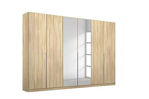 Produktbild: Rauch Möbel Alabama Schrank Kleiderschrank Drehtürenschrank Eiche Sonoma Spiegel, Holz, 6-türig mit Zubehörpaket Premium 3 Kleiderstangen, 9 Einlegeböden, 1 Schubkasteneinsatz BxHxT 271x229x54 cm