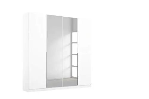 Produktbild: Rauch Möbel Alabama Schrank Kleiderschrank Drehtürenschrank in Weiß mit Spiegel 4-türig inklusive Zubehörpaket Classic 2 Kleiderstangen, 5 Einlegeböden BxHxT 181x210x54 cm