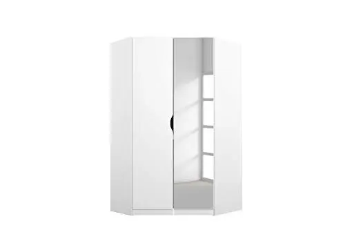 Produktbild: Rauch Möbel Alvara Eckschrank Kleiderschrank Schrank in Weiß mit Spiegel 2-türig inklusive Zubehörpaket Basic 2 Kleiderstangen, 5 Einlegeböden BxHxT 117x197x104 cm