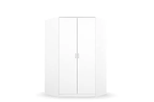 Produktbild: Rauch Möbel Bremen Eckschrank Kleiderschrank Schrank in Weiß 2-türig inklusive Zubehörpaket Basic 1 Kleiderstange, 9 Einlegeböden BxHxT 117x199x117 cm