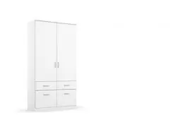 Produktbild: Rauch Möbel Bremen Schrank Drehtürenschrank Kleiderschrank in Weiß mit 4 Schubladen 2-türig, inklusive Zubehörpaket Basic 1 Kleiderstange, 2 Einlegeböden BxHxT 91 x 199 x 58 cm