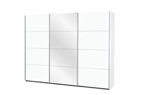 Produktbild: Rauch Möbel Caracas Schrank Kleiderschrank Schwebetürenschrank, Weiß, 3-trg., inkl. Zubehörpaket Classic 3 Kleiderstangen, 5 Einlegeböden, 1 Hakenleiste, BxHxT 271x210x62 cm