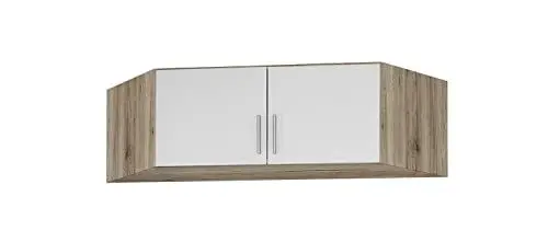 Produktbild: Rauch Möbel Celle Schrank Eckschrank Schrankaufsatz in Weiß/Eiche Sanremo hell, 2-türig, BxHxT 117x39x117 cm