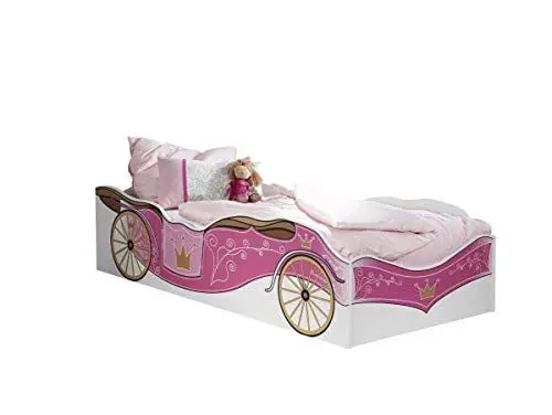 Produktbild: Rauch Möbel Kate Bett Einzelbett Mädchenbett in Weiß / Motiv Prinzessin, Rosa, Gold, Liegefläche 90x200 cm, Stellmaße BxHxT 93x48x205 cm