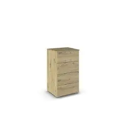 Produktbild: Rauch Möbel Mars Kommode, Nachttisch, Schubladenkommode, Aufbewahrungsschrank, Nachtschrank für Boxspringbett, 4 Schubladen, Farbe Eiche Artisan, Holz, 47x81x42cm