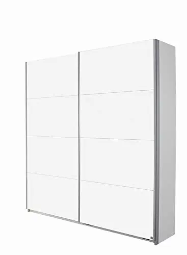 Produktbild: Rauch Möbel Minosa Schuhschrank/Garderobenschrank mit Schwebetüren 2-türig, Weiß, inkl. Zubehörpaket Basic 7 Einlegeböden 1 ausziehbarer Kleiderbügelhalter, BxHxT 137x197x48 cm