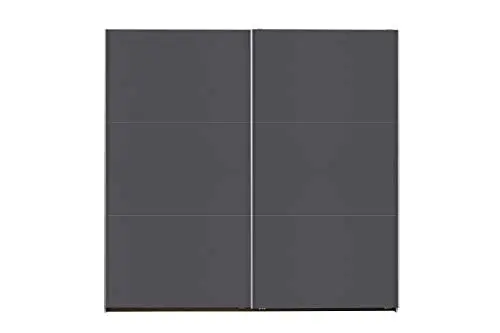 Produktbild: Rauch Möbel Santiago Schwebetürenschrank Grau metallic, Schwarz, 2-türig inkl. Zubehörpaket Classic 2 Kleiderstangen, 4 Fachböden, 1 Hakenleiste, BxHxT: 218x210x59 cm
