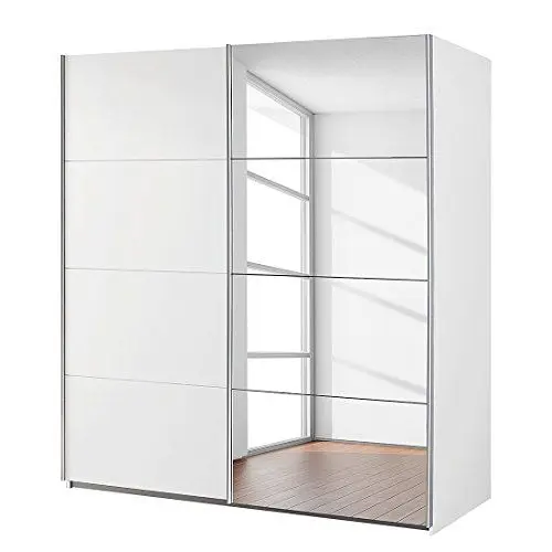 Produktbild: Rauch Möbel Subito Schrank Kleiderschrank Schwebetürenschrank in Weiß mit Spiegel 2-türig inkl. Zubehörpaket Basic 2 Kleiderstangen, 2 Einlegeböden BxHxT 181x197x61 cm