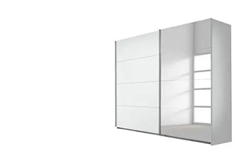 Produktbild: Rauch Möbel Quadra Schrank Schwebetürenschrank 2-türig, Weiß/Spiegel, inkl. Zubehörpaket Basic 3 Einlegeböden 3 Kleiderstangen, BxHxT 271x210x62 cm